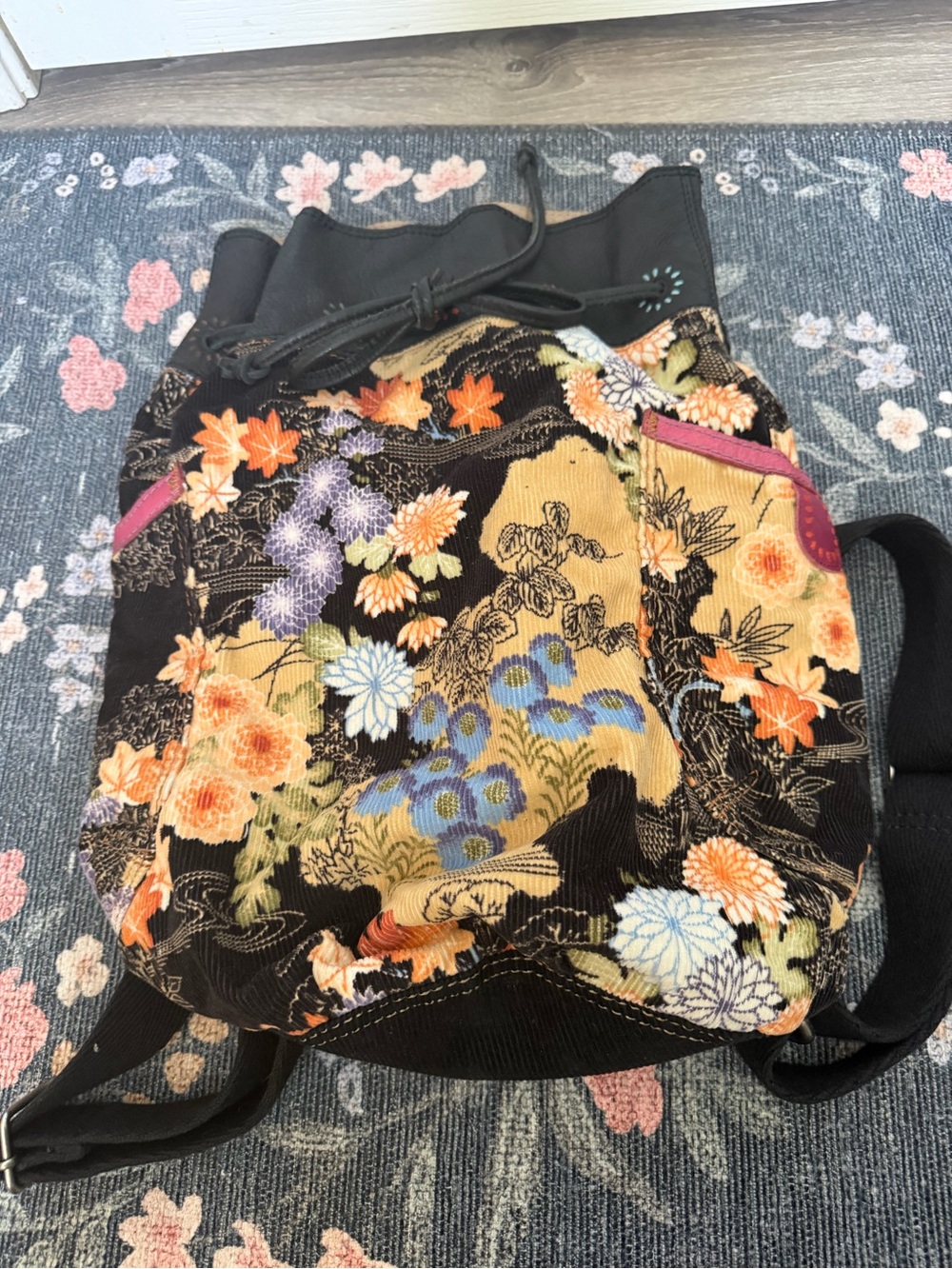 Vintage Lucky Brand Floral Drawstring Backpack